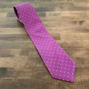 IKE BEHAR  Silk / Cotton Blend Purple Lime Green Dots